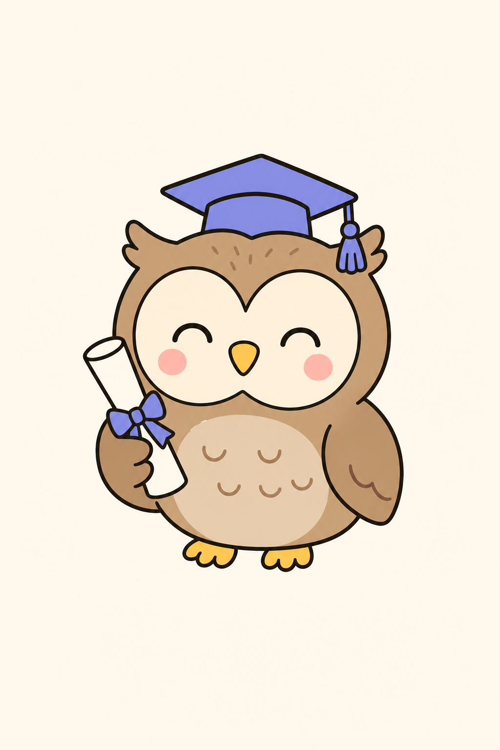 Owl with a diploma cover
