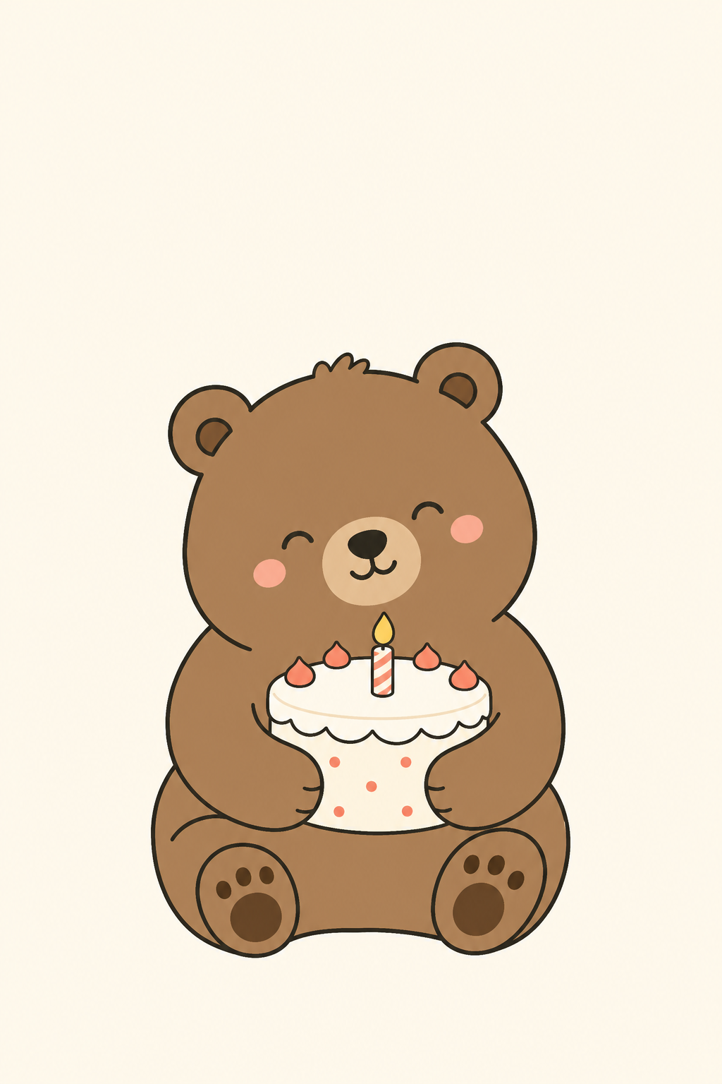 Sleepy bear & cake, Birthday card cover