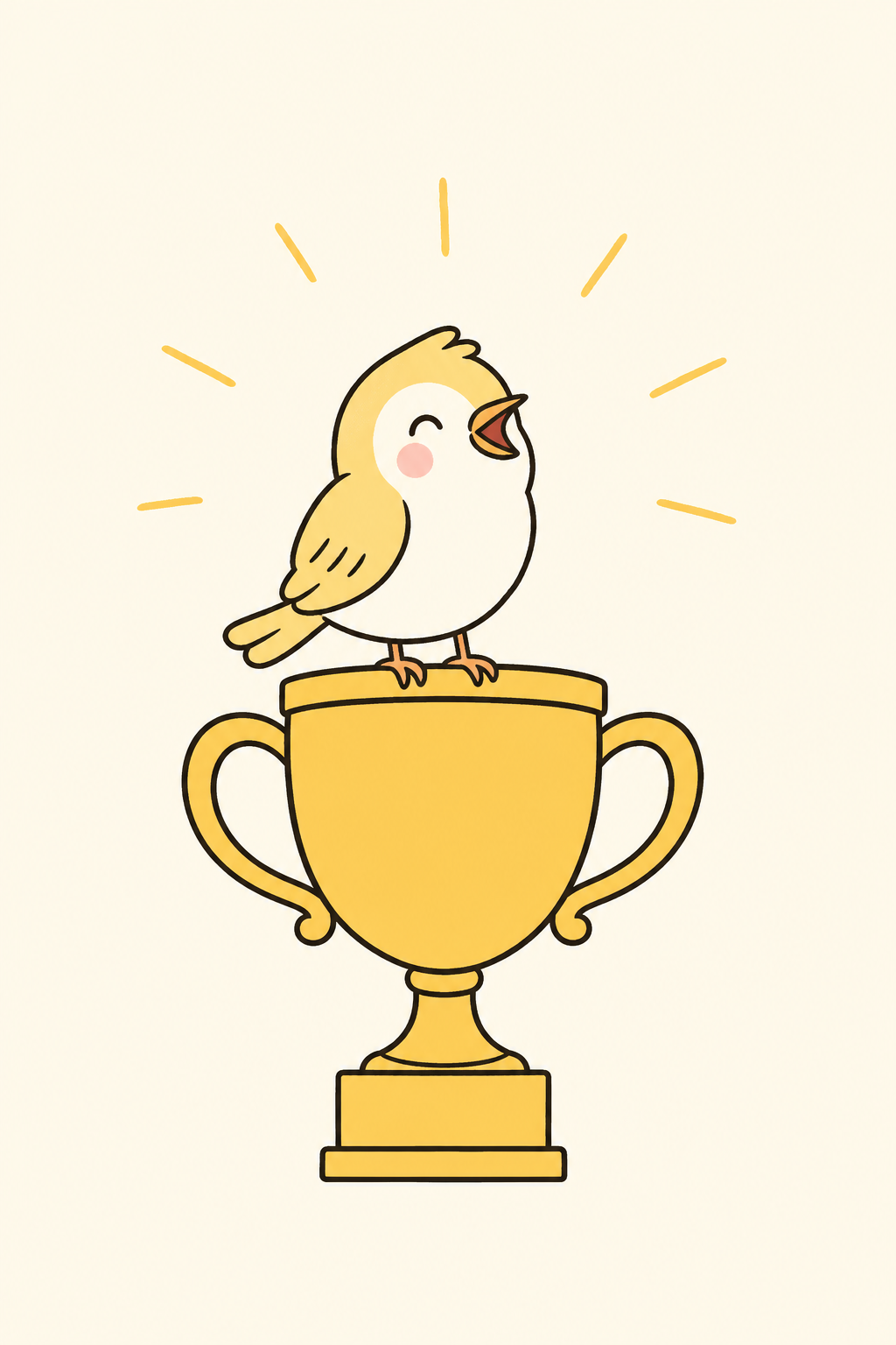 Songbird on a trophy, Congratulations card cover